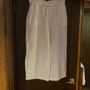 Cloth and Stone white wide leg cropped linen pants size L